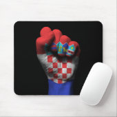 Angehobene geballte Faust mit kroatischer Flagge Mousepad (Mit Mouse)