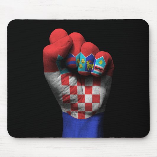 Angehobene geballte Faust mit kroatischer Flagge Mousepad (Vorne)