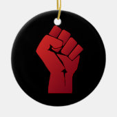 Angehobene rote Steigungs-Faust Keramikornament (Vorne)