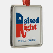 Angehobenes nach rechts - personalisiertes silbernes ornament (Rechts)