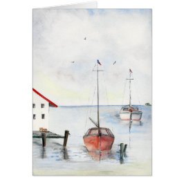 Angekoppelte Segelboot-Aquarell-Malerei