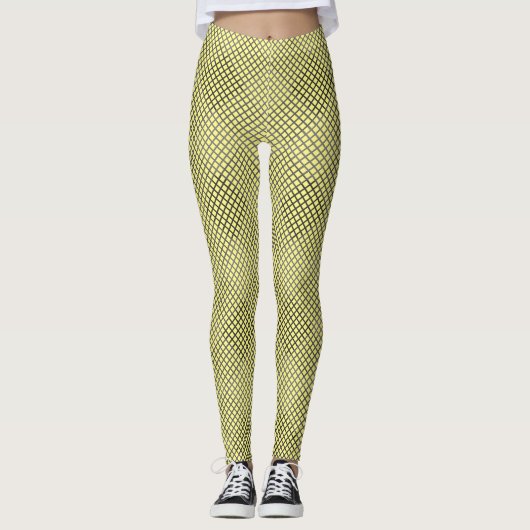 Angekreuztes Muster diagonal 2 Töne w Gelbe Leggin Leggings (Vorderseite)