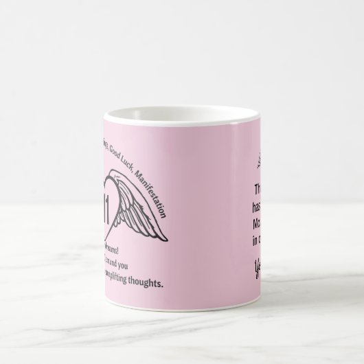 Angel 111 Rosa Nummer Affirmation Numerology Name Kaffeetasse (Mittel)
