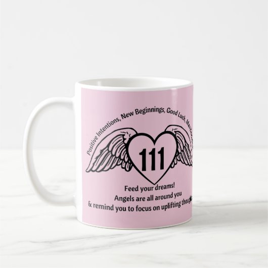 Angel 111 Rosa Nummer Affirmation Numerology Name Kaffeetasse (Links)