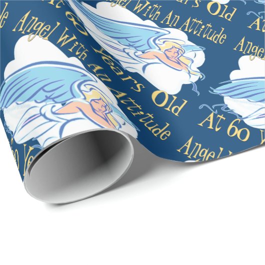Angel 60. Geburtstag Geschenkpapier (Rolleneckpunkt)
