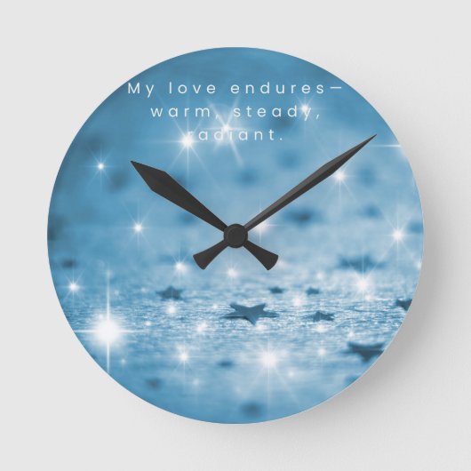 Angel Affirmation Wall Clock – My Love Endures Runde Wanduhr (Vorderseite)