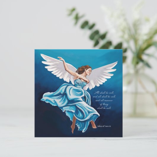 Angel All Shall Be Well Christmas Card Einladung (Stehend Vorderseite)