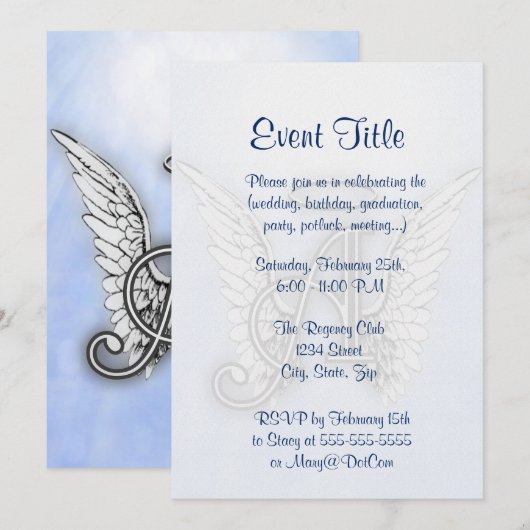 Angel Alphabet A Einladung (Vorne/Hinten)