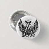 Angel Alphabet A Initial Latter Wings Halo Button (Vorne & Hinten)
