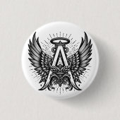 Angel Alphabet A Initial Latter Wings Halo Button (Vorderseite)