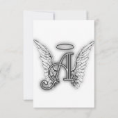 Angel Alphabet A Initial Latter Wings Halo RSVP Karte (Rückseite)