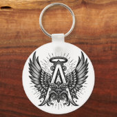 Angel Alphabet A Initial Latter Wings Halo Schlüsselanhänger (Rückseite)