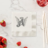 Angel Alphabet A Initial Latter Wings Halo Serviette (Beispiel)