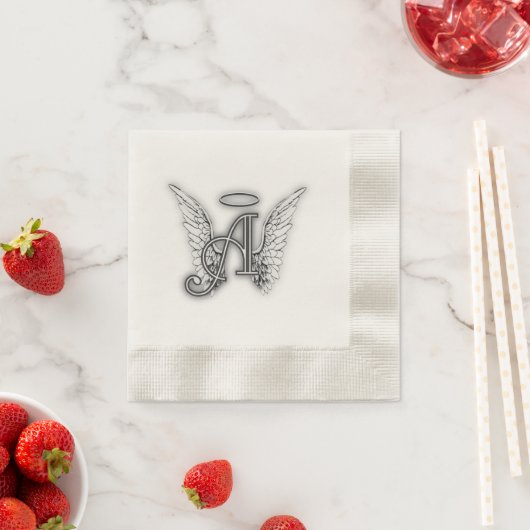 Angel Alphabet A Initial Latter Wings Halo Serviette (Beispiel)