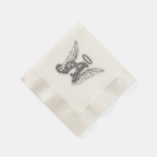 Angel Alphabet A Initial Latter Wings Halo Serviette (Ecke)