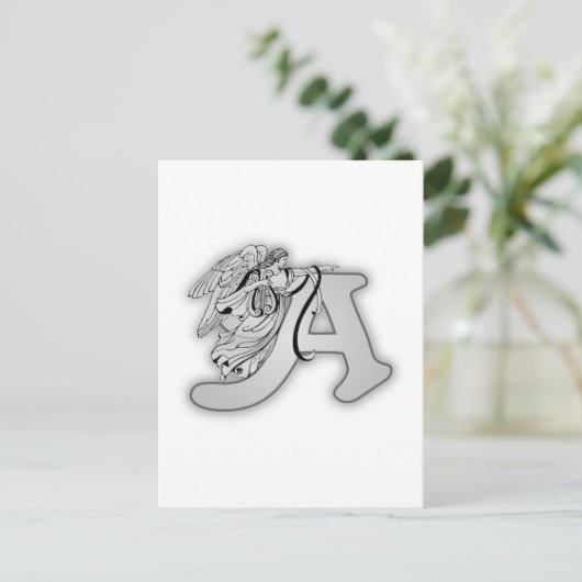 Angel Alphabet A Initial Monogram Postkarte (Stehend Vorderseite)