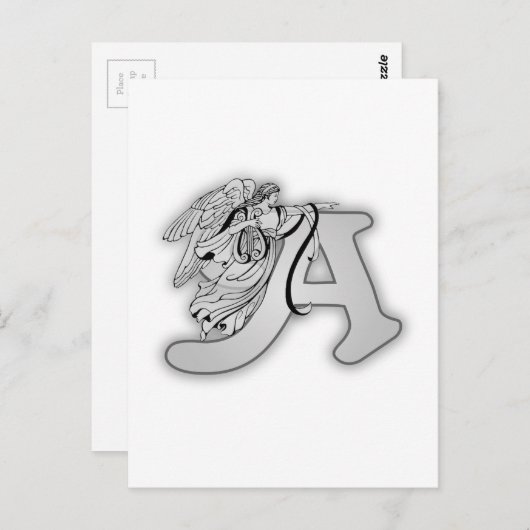 Angel Alphabet A Initial Monogram Postkarte (Vorne/Hinten)