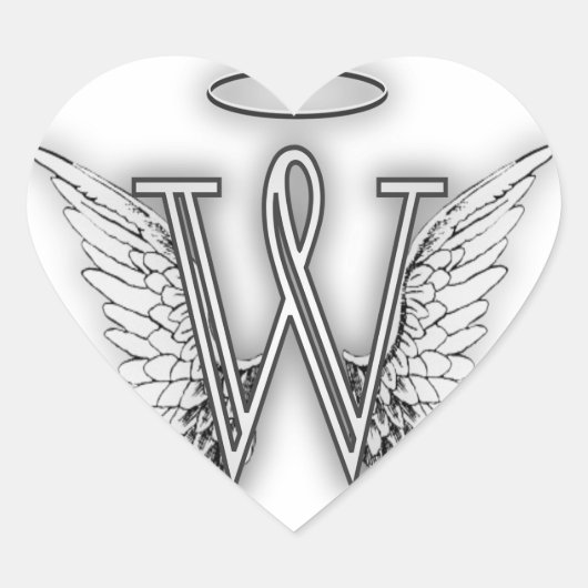 Angel Alphabet B Initial Letter Wings Halo Herz-Aufkleber (Vorderseite)