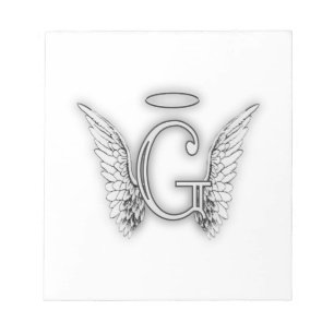 Angel Alphabet G Initial Latter Wings Halo Notizblock