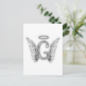 Angel Alphabet G Initial Latter Wings Halo Postkarte (Stehend Vorderseite)
