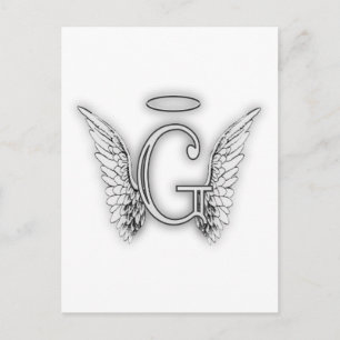 Angel Alphabet G Initial Latter Wings Halo Postkarte