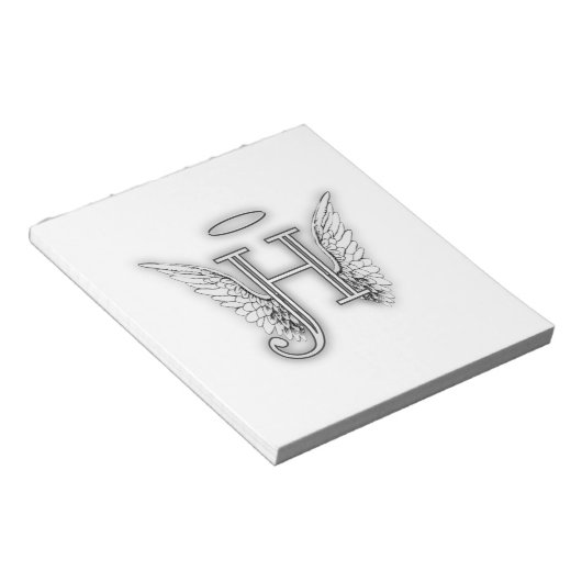 Angel Alphabet H Initial Latter Wings Halo Notizblock (angewinkelt)