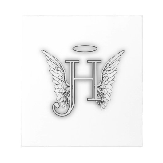 Angel Alphabet H Initial Latter Wings Halo Notizblock (Vorderseite)
