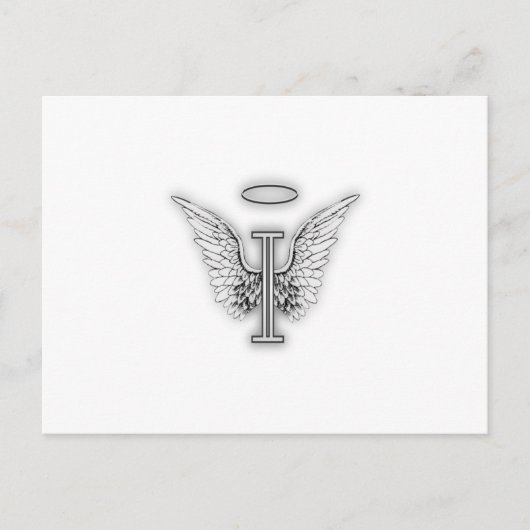 Angel Alphabet I Initial Letter Wings Halo Postkarte (Vorderseite)