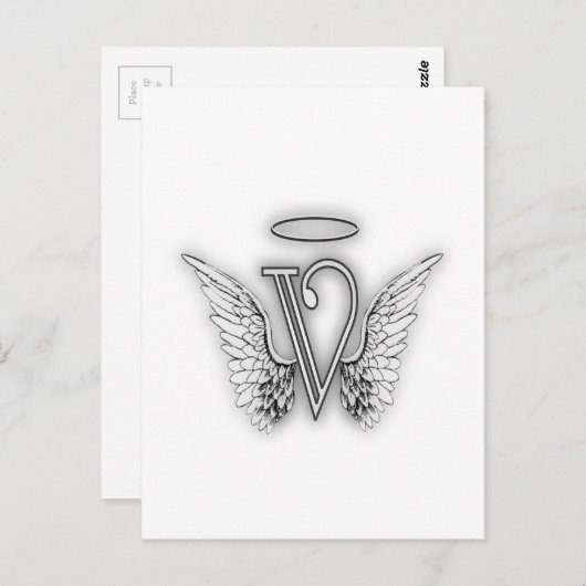 Angel Alphabet / Initial Letter Wings Halo Postkarte (Vorne/Hinten)