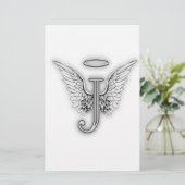 Angel Alphabet J Initial Letter Wings Halo Briefpapier