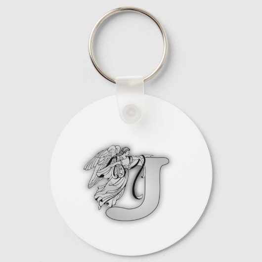 Angel Alphabet J Initial Monogram Schlüsselanhänger (Vorderseite)