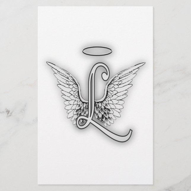 Angel Alphabet L Initial Letter Wings Halo (Vorderseite)