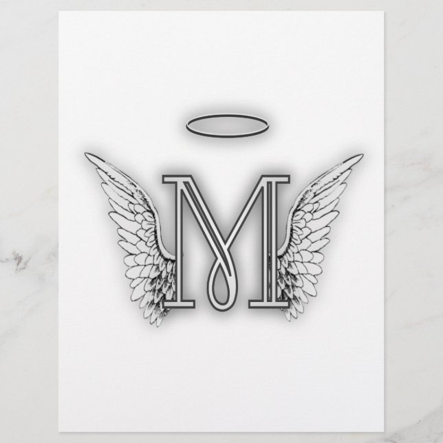 Angel Alphabet M Initial Letter Wings Halo (Vorderseite)
