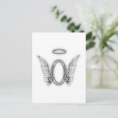 Angel Alphabet O Initial Letter Wings Halo Postkarte (Stehend Vorderseite)