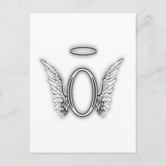 Angel Alphabet O Initial Letter Wings Halo Postkarte (Vorderseite)