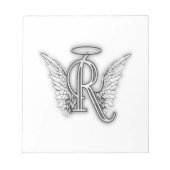 Angel Alphabet R Initial Letter Wings Halo Notizblock (Vorderseite)