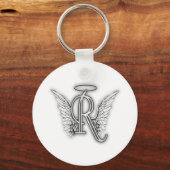 Angel Alphabet R Initial Letter Wings Halo Schlüsselanhänger (Vorderseite)