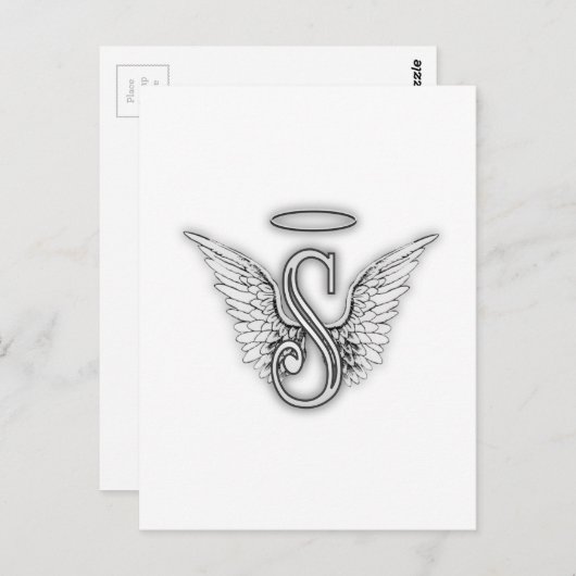 Angel Alphabet S Initial Letter Wings Halo Postkarte (Vorne/Hinten)