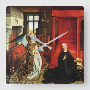 ANGEL Archangel Gabriel und Jungfrau Quadratische Wanduhr