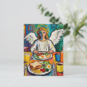 Angel at Breakfast Postkarte (Stehend Vorderseite)