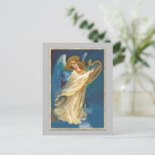 Angel auf Harfe spielen Postkarte (Stehend Vorderseite)