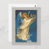 Angel auf Harfe spielen Postkarte (Vorne/Hinten)