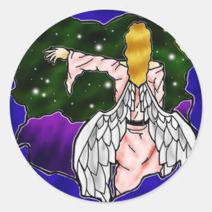 Angel-Aufkleber aus Hartglas Runder Aufkleber