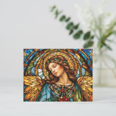 Angel aus gefestigtem Glas mit Flügeln Postkarte (Stehend Vorderseite)