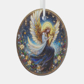 Angel aus Hartglas mit Harfe Ornament Aus Glas (Vorderseite Rechts)