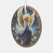 Angel aus Hartglas mit Harfe Ornament Aus Glas (Vorderseite links)