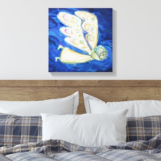 Angel & Baby Art (12" x 12" Square - Edge Wrap) Leinwanddruck (Insitu (Schlafzimmer))
