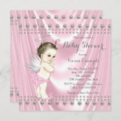 Angel Baby Satin and Pearl Baby Shower Einladung (Vorne/Hinten)