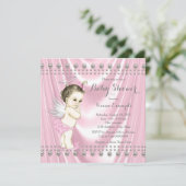 Angel Baby Satin and Pearl Baby Shower Einladung (Stehend Vorderseite)