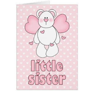Angel Bear Little Sister Blank Card